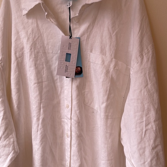 Women's Plus Size Linen Shirt - Picture 4 of 4